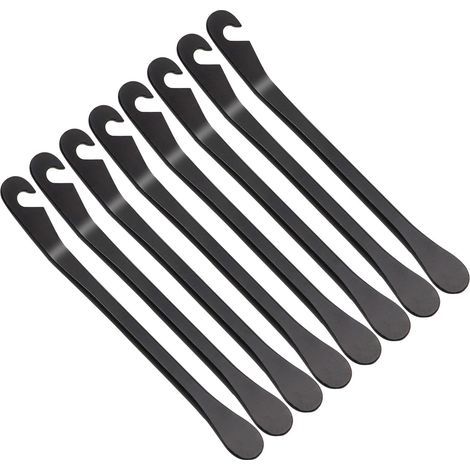 8x Metall Reifenheber Schwarz, Fahrrad Mantelheber Montagewerkzeug für Fahrradreifen (Rennrad/MTB)