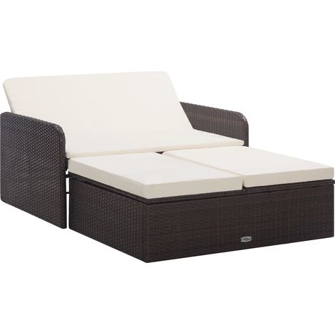 Set muebles de jardín 2 piezas y cojines ratán sintético marrón vidaXL (1/5)