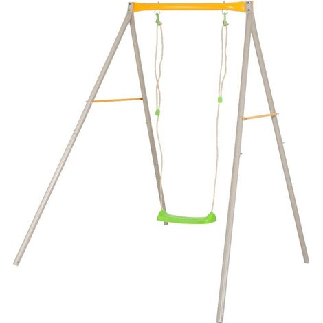 Trigano – Portique métal 1,90 m Agility – 1 balançoire incluse – Matériaux métal traité anti UV – Pour petits jardins