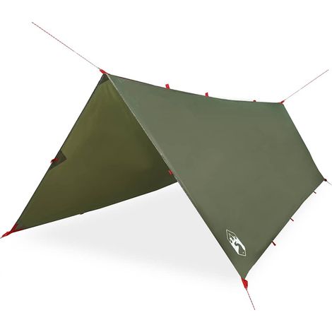 vidaXL Lona de camping impermeable verde oliva 406x306 cm (1/2)