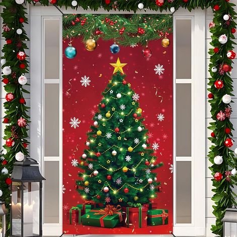 Guirlande De Porte De Noël - Rideau De Porte Festif 180 X 90 Cm - Pour Décoration Intérieure Et Extérieure - 1 Pièce (1/5)