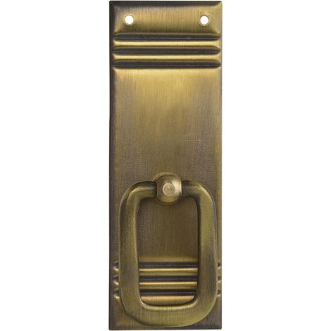 Poignée de meuble style maison de campagne LA 59 mm – Grande poignée pliante – Largeur 33 mm, hauteur 96 mm, laiton patiné