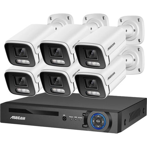 Système de caméra de sécurité, caméra de surveillance 8MP, capacité de vision nocturne, Aucun, NVR 8CH et 6 Caméras (1/2)