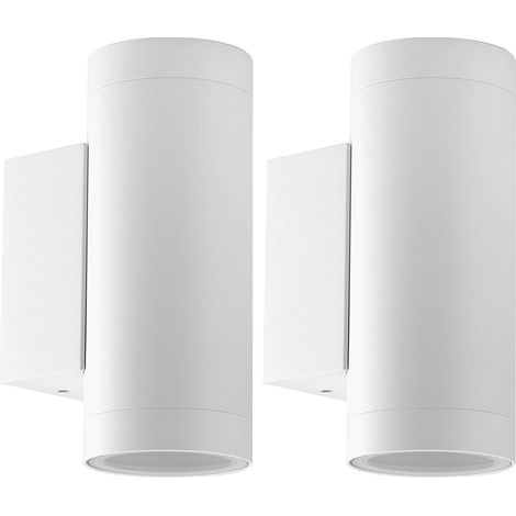 2 pcs Applique Murale Exterieur GU10 Aluminium Up/Down Eclairage Murale Exterieur, IP65 Étanche Lampe Murale Exterieur pour Jardin Couloir Entrée Patio, Ampoule non Incluse, Blanc (1/5)