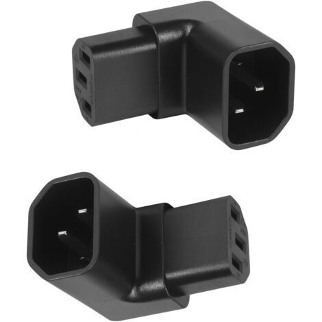 2 Pièces Prises IEC C14 vers C13 Coudées, Câble d'alimentation 3 Broches (1x90° vers Le Haut, 1x90° vers Le Bas), 250V 10A, Matériau PVC, pour Ordinateurs, Armoires PDU et Appareils Électriques (1/5)