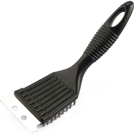 BBQ Brosse Grill Brosse à Gril, grattoir de Nettoyage, Brosse de Nettoyage BBQ, grattoir, soies en Acier Inoxydable - Noir (1/4)