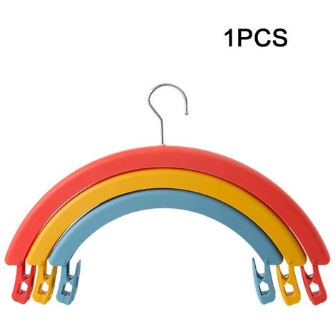 Étendoir rotatif arc-en-ciel trois niveaux, cintre multifonction pliable pour séchage vêtements, gain de place, rangement buanderie (1/4)