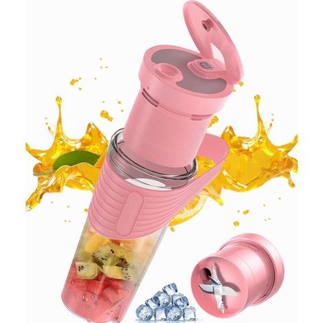 Portable Shake and Smoothie Blender 460ml BPA Free - Suitable for Fresh Berries, Travel, Gym, Office, Easy to Clean Pink (1/5)