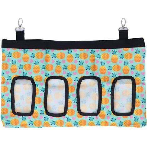 Mangeoire à foin pour lapins et cochons d'Inde - Sac alimentaire suspendu pour petits animaux avec 4 ouvertures, design ananas (1/5)