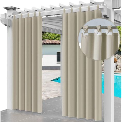 2 Rideau Extérieur Imperméable 220x155 Cm Protection Uv Polyester Pour Pergola Jardin Patio