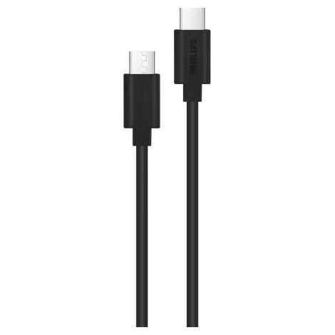 Cable USB 2.0 Tipo-C Philips DLC3106C/ USB Tipo-C Macho - USB Tipo-C Macho/ 2m/ Negro