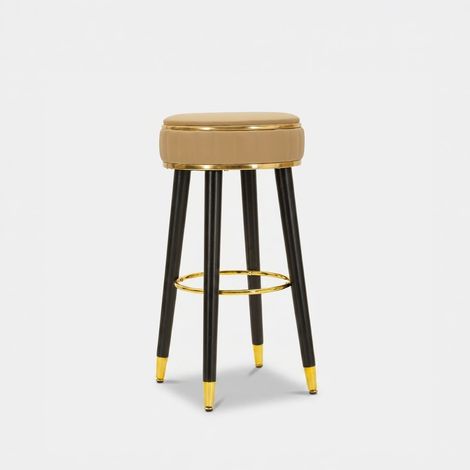 Gepolsterter Barhocker aus PU und Metall London - Gold (1/5)