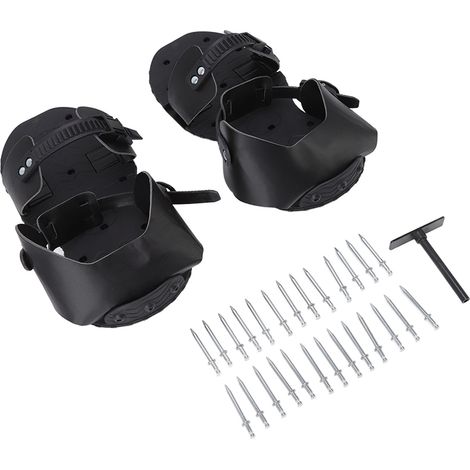 paire de sandales à pointes en PU pour aérer le gazon, outil d'aération pour la santé des plantes de jardin, noir (1/5)