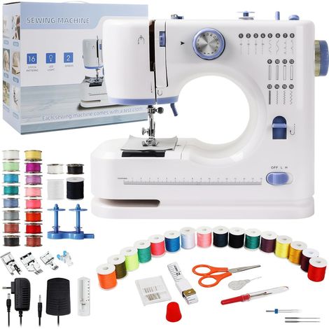 Machine à Coudre Portable Débutant, 16 Modèles de Points Petite Machine à Coudre électrique avec Kit Accessoires, Mini Sewing Machine Facile à Utiliser avec lumière LED, Violet (1/5)