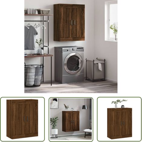 The Living Store Armoire murale chêne marron 69,5x34x90 cm bois d'ingénierie - Armoire Murale - Meuble De Rangement - Armoire Suspendu - Étagère Murale - Commode Murale (1/5)