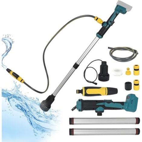 Pompe de transfert sans fil, pompe de nettoyage, batterie 3600 l/h, avec raccord de tuyau 3/4" et sortie d'eau 1/2", pompe à eau portable pour jardin, piscine, cave, tonneau de pluie (pour Makita) (1/5)