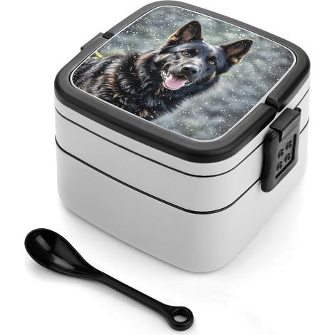 Boîte à bento pour homme et femme, motif Berger Allemand Noir (1/5)