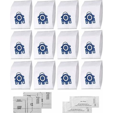 FOREHILL HyClean 3D FJM Staubsaugerbeutel für Miele (12 Beutel, 2 Motorfilter, 2 Abluftfilter) Staubsaugerbeutel für Miele GN XXL-Packung, Alternative zu Miele 9917730 GN HyClean 3D