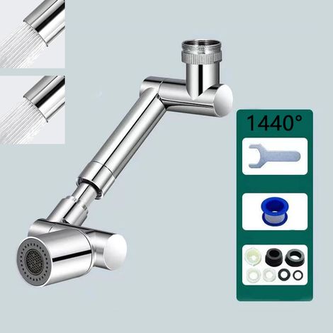 Readcly – Prolongateur de robinet rotatif 1440° – Bras robotisé à angle large – 2 modes de pulvérisation – Installation facile sans outil (1/9)