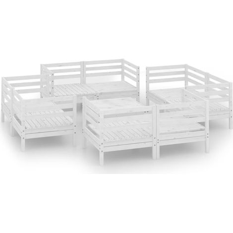 Maison Exclusive - Set Divani da Giardino 9 pz Bianco in Legno Massello di Pino