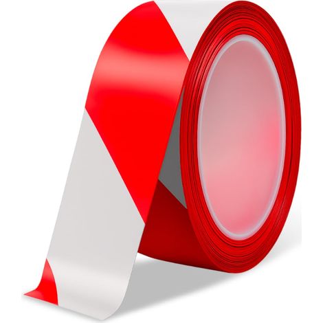 Enowelir Markup Tape - For Hazard Areas - Non-Adhesive - Low Density Polyethylene (LDPE) - 70mm x 200m - Red and White Tape (1/4)