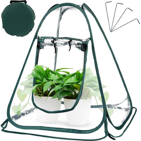 Mini-Pop-Up-Gewächshaus, Balkon-Gewächshaus, Mini-Gewächshauszelt, PVC-Pflanzenzelt für drinnen und draußen, Blumenzelt für Gartenpflanzen 70 x 70 x 80 cm (1/4)