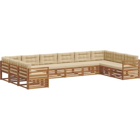 Sofa Sets 7 pcs Natural and Beige Solid Acacia Wood vidaXL (1/5)