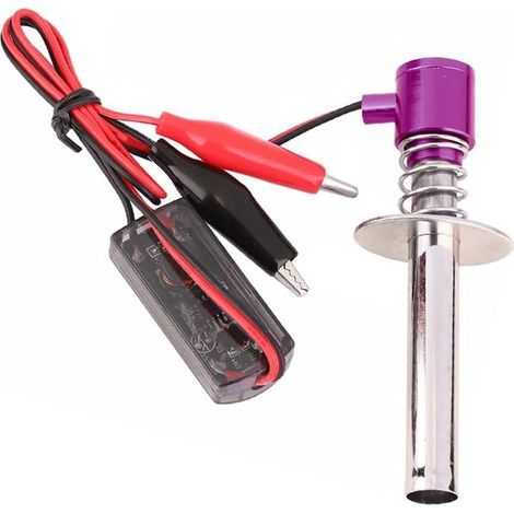 6 Kit d'allumage de Voiture RC 12 V avec allumeur N4 Glow Pl-UG DC modèle Voiture à Huile Automatique pour Moteur à gaz Nitro méthanol Avion Voiture RC (Violet) (1/5)
