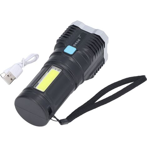 Lampe torche LED à quatre cœurs, rechargeable par USB, multifonctionnelle pour l'extérieur avec indicateur de batterie (1/5)