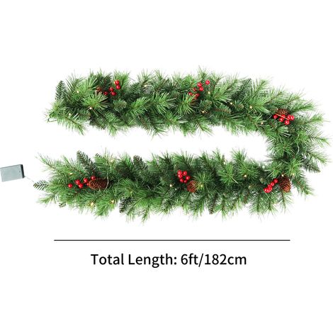 20-Zoll-Weihnachtskranz mit batteriebetriebener LED-Lichterkette (1/3)