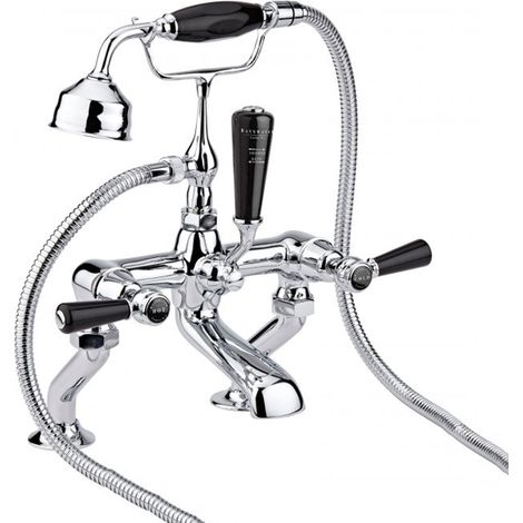 Bayswater Lever Dome Pillar Mounted Bath Shower Mixer Tap Black/Chrome (1/2)