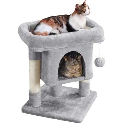 Yaheetech Tiragraffi Albero per Gatti con Posatoio Grande Graffiatoio per Gatti 40,5 x 40,5 x 59 cm Chiaro Grigio