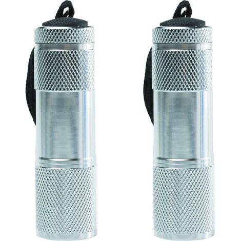 Mini lampe torche à revêtement en caoutchouc avec bandoulière, portable, idéale pour le camping et la randonnée, couleur argent.2Article