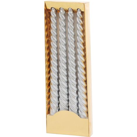 Kerze MagicHome Weihnachten, 25 cm, Packung 4 Stk., silber, spiralförmig, gedreht (1/3)