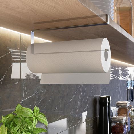Porte-rouleau d'essuie-tout sans perçage  Support pour rouleau d'essuie-tout  Organiseur de cuisine  Idéal comme porte-rouleau de papier essuie-tout  Pas de collage (1/5)