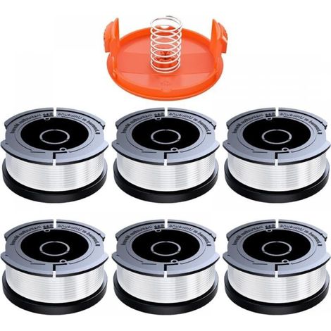 Pack of 6 spools of 1.65mm trimmer line – 9m nylon polyamide – Automatic feed system – Compatible with Black & Decker (1/4)
