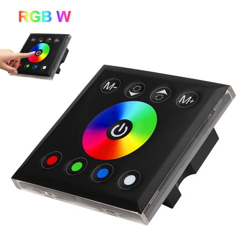 Panneau de commande tactile mural RGBW multicolore avec variateur pour ruban LED noir (1/5)
