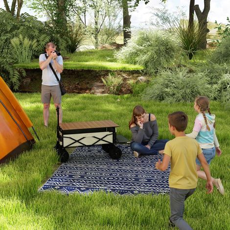 Bleu et blanc - Tapis extérieur réversible géométrique, anti-UV, jardin, terrasse, plage, 182x274 cm, revêtement extérieur