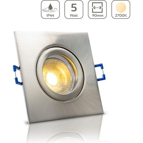 Einbauspot IP44 eckig - Farbe: Edelstahl-gebürstet - LED Leuchtmittel: GU10 5W warmweiß (1/5)