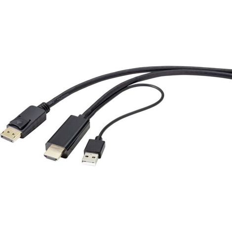 Câble adaptateur Trywise DisplayPort / HDMI Fiche mâle DisplayPort, Fiche mâle HDMI-A 2.00 m noir RF-4600632 Câble DisplayPort Y772982 (1/3)