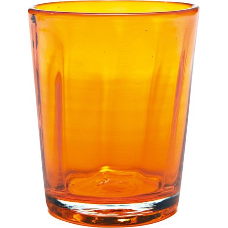 Zafferano Set 6 Bicchieri Tumbler Serie Bei Colore Arancione in Vetro Soffiato a Mano Volante Alta Qualità Artigianale per Tavola Elegante