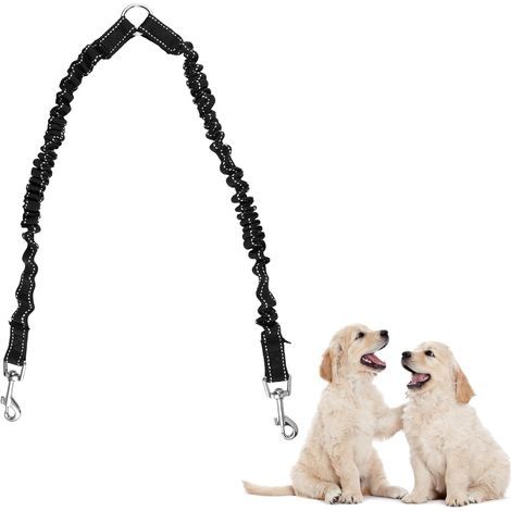 Double Laisse pour 2 Chiens,Laisse Double Chien,Rotation Libre sur 360° pour Chiens Réfléchissant pour Petits et Grands (noir2) (1/5)