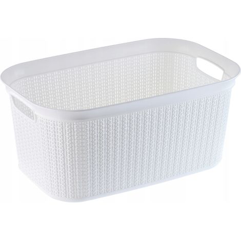 KADAX Wäschekorb, Wäschetruhe aus Kunststoff, Wäschebox 27L, Weiß (1/5)