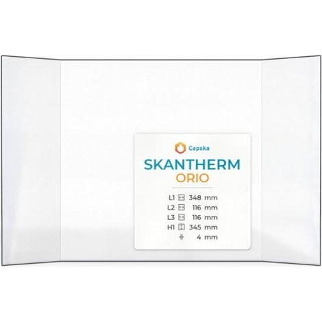 Vitre Skantherm ORIO - Verre Prismatique pour poêle à bois - (116 + 348 + 116) x 345 mm (L2+L1+L3 x H1) - 4 mm
