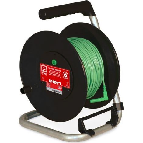Enrouleur cordon de test Vert, 50m, Connecteurs 4mm, CAT II 1000 V ( Prix pour 1 ) (1/5)