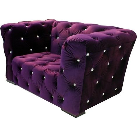 Fauteuil Velours Violet Royal Chesterfield