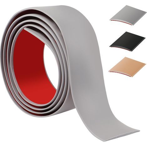 Barre de seuil adhésive 100cm – PVC flexible pour joints de sol – Installation facile sans perçage – Couleur gris, largeur 5cm (1/5)
