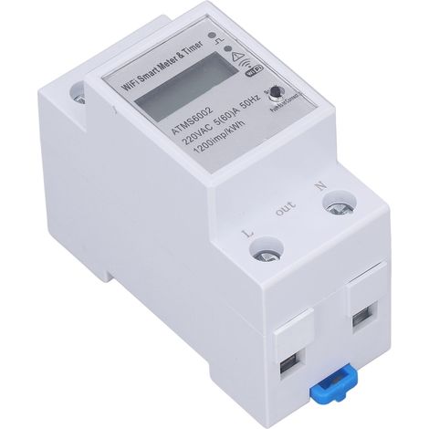 Compteur Énergie WiFi Monophasé 2P AC220V, Interrupteur de Puissance avec Surveillance Électricité, Rail DIN, Dispositif de Mesure Intelligent pour Tableau (1/5)