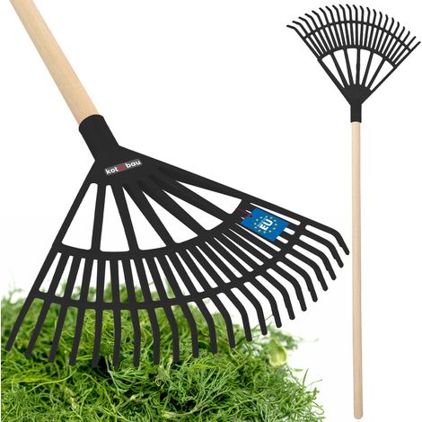KOTARBAU® Rateau à Feuilles - Plastique - 44 cm - Noir - avec Manche - Râteau Jardin - Balai à Gazon - Ramasse Feuilles - Léger - Résistant - Entretien Jardin (1/5)