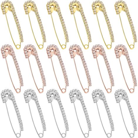 18 graziose spille da balia, spille decorative per abiti, strass dorati e argentati, spille di cristallo per donna, decorazioni per vestiti, cappelli e scialli (1/5)